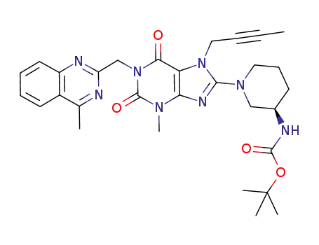 1-[(4-methyl-quinazolin-2-yl)methyl]-3-methyl-7-(2-butyn-1-yl)-8-[(R)-3-(tert-butoxycarbonylamino)-piperidin-1-yl]-2,6-dioxo-2,3,6,7-tetrahydro-1H-purine